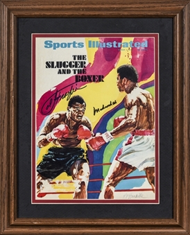 1971 Muhammad Ali & Joe Frazier Dual Signed Sports Illustrated Cover in 13x16 Framed Display (PSA/DNA)
